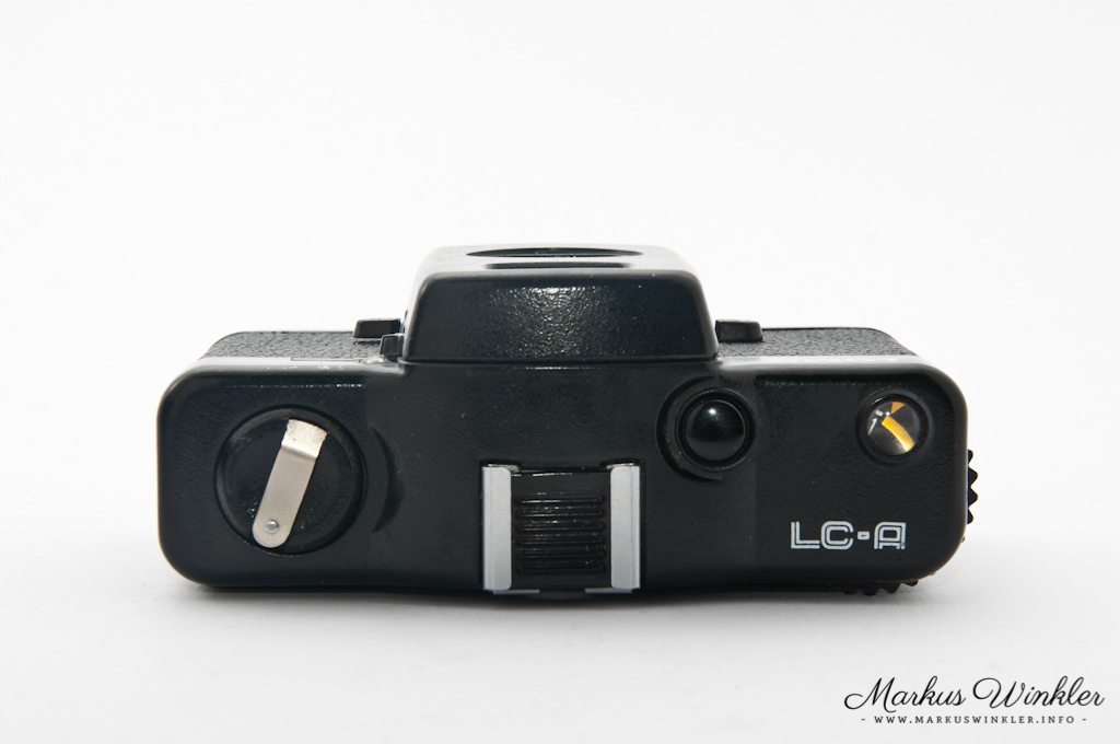 Oberseite der Lomo LC-A mit Blitzanschluss