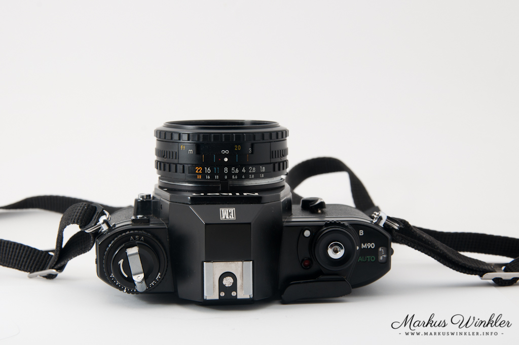 Nikon EM 35mm SLR Top